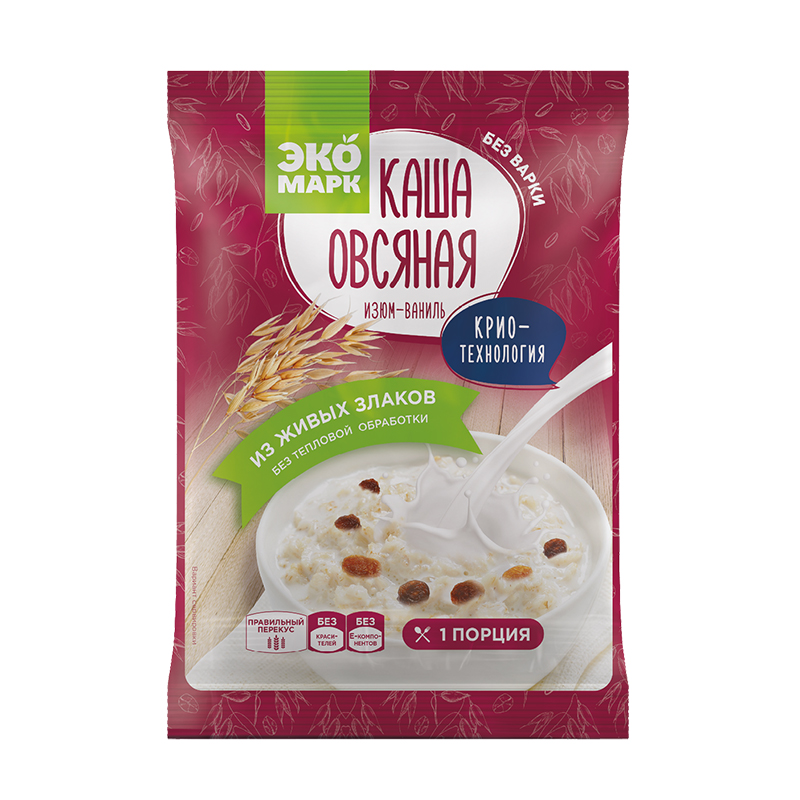 俄罗斯原装进口Ecomark 葡萄干/香草味燕麦粥 35克