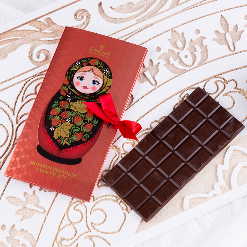 俄罗斯原装进口Konfael俄罗斯套娃56%黑巧克力（红盒） 60g